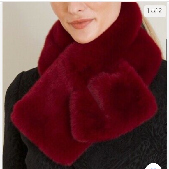 CHICO'S NWT $70 faux fur women's pull through scarf cranberry winter - Picture 1 of 4